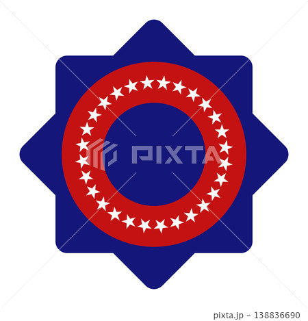American patriotic star shaped badge with circular white stars ring and red border American patriotic star shaped badge with circular white stars ring and red border 138836690