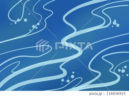 Deep blue background with smooth white flowing lines, ocean waves and sea movement, wind effect and sense of depth, abstract marine illustration for wallpaper, spa design, relaxation, summer branding Deep blue background with smooth white flowing lines, ocean waves and sea movement, wind effect and sense of depth, abstract marine illustration for wallpaper, spa design, relaxation, summer branding 138836925