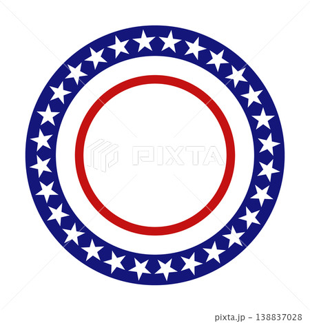 American patriotic circular frame with white stars on blue and red round borders. Vector illustration American patriotic circular frame with white stars on blue and red round borders. Vector illustration 138837028