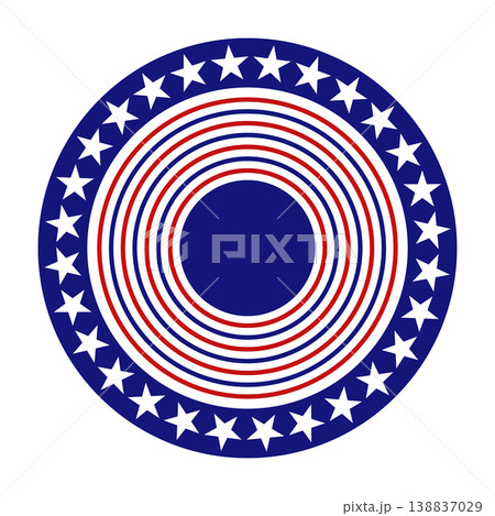 American patriotic circular frame with white stars on blue and red round borders. Vector illustration American patriotic circular frame with white stars on blue and red round borders. Vector illustration 138837029