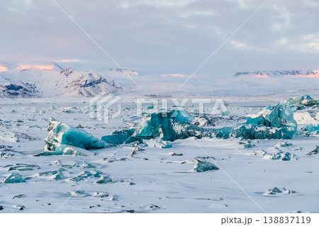 Early morning over Jokulsarlon Glacier lagoon 138837119