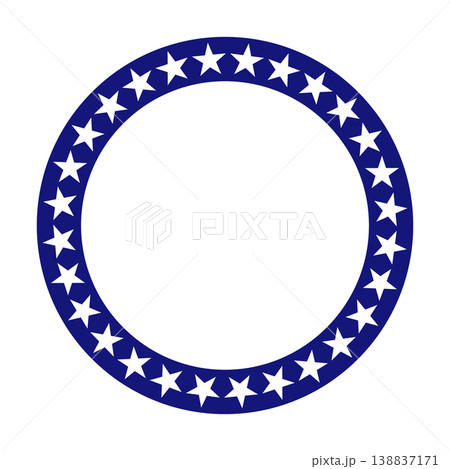 American patriotic blue circular frame with white stars ring. Vector illustration American patriotic blue circular frame with white stars ring. Vector illustration 138837171