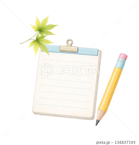 メモと鉛筆 水彩イラスト ビジネス素材 138837193