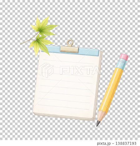 メモと鉛筆 水彩イラスト ビジネス素材 138837193