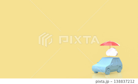 Vehicle Insurance Protection Concept With Umbrella And Cloud Symbol 3d render. 138837212