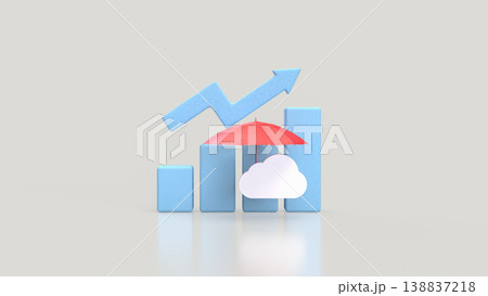 Business Growth Protection Concept With Umbrella And Cloud Security 3d render. Business Growth Protection Concept With Umbrella And Cloud Security 3d render. 138837218