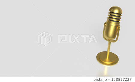 Golden Vintage Microphone Isolated On Minimal Background For Audio Concept 3d render. Golden Vintage Microphone Isolated On Minimal Background For Audio Concept 3d render. 138837227
