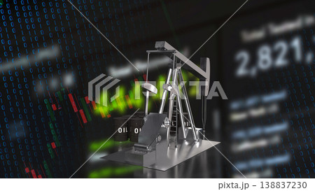 Oil Production and Market Volatility Analysis with Digital Financial Data 3d render. 138837230