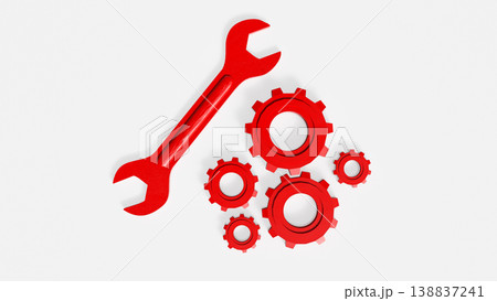 Business Tools and Gear Mechanism Maintenance Strategy Concept 3d render. Business Tools and Gear Mechanism Maintenance Strategy Concept 3d render. 138837241