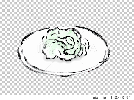 手繪日式風格的白色苦瓜切片插圖。 138838194