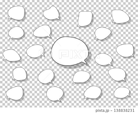A set of soft, shadowed speech bubble templates (black and white). A set of soft, shadowed speech bubble templates (black and white). 138838231