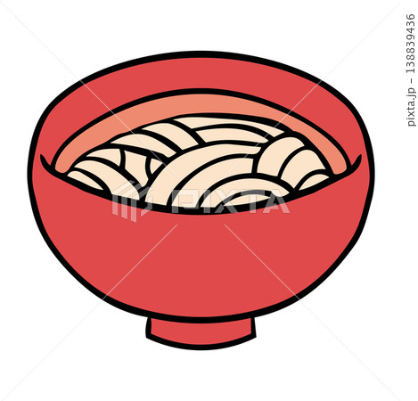 赤い器に入ったそばの手描きイラスト 138839436