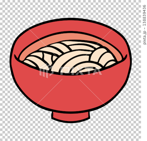 赤い器に入ったそばの手描きイラスト 138839436