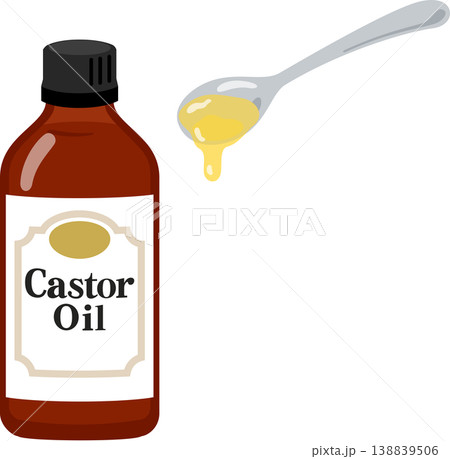 瓶入りのひまし油 138839506