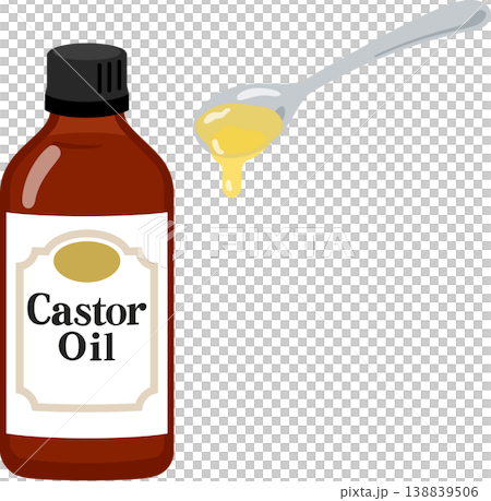 瓶入りのひまし油 138839506