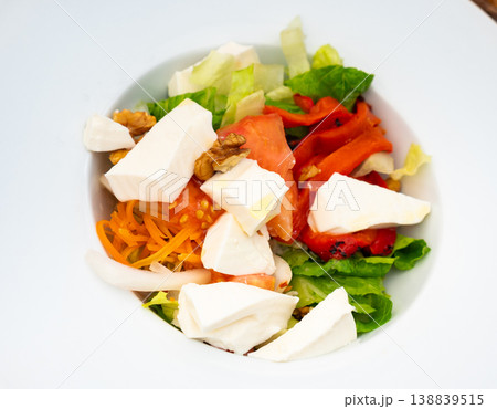 Vegetarian salad with cheese and walnut Vegetarian salad with cheese and walnut 138839515