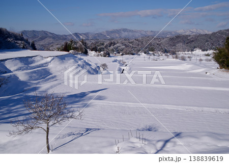 つなぐ棚田遺産比和三河内の棚田雪景色 広島県比和町三河内の棚田 つなぐ棚田遺産比和三河内の棚田雪景色 広島県比和町三河内の棚田 138839619