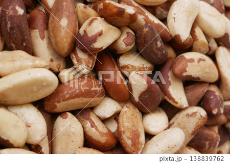 Close-Up Pile of Shelled Brazil Nuts Showing Natural Brown and Creamy Textures and Organic Appeal Close-Up Pile of Shelled Brazil Nuts Showing Natural Brown and Creamy Textures and Organic Appeal 138839762