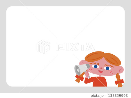 お知らせをする女の子のフレーム素材 お知らせをする女の子のフレーム素材 138839998