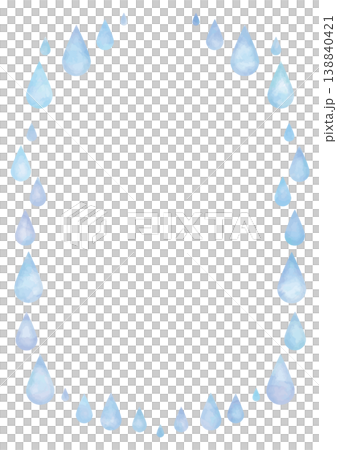 水彩の雫の白背景フレーム-縦型 138840421