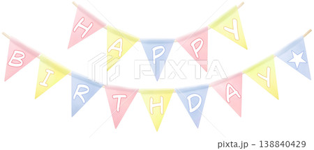 誕生日のガーランド　HAPPY BIRTHDAY 水彩イラスト 138840429