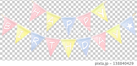 誕生日のガーランド　HAPPY BIRTHDAY 水彩イラスト 138840429