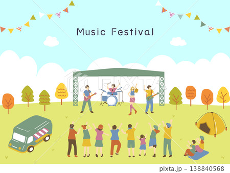 音楽フェスを楽しむ人達 138840568