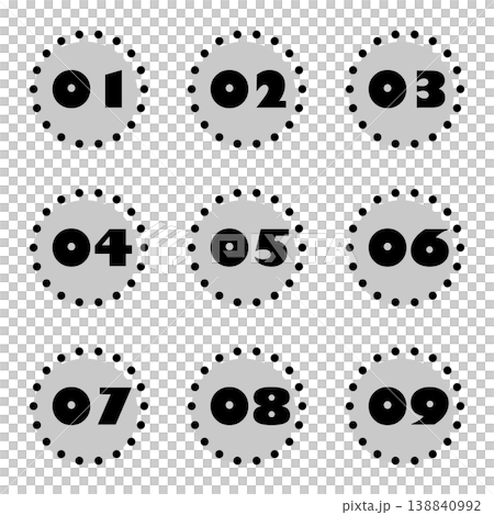 イラスト素材：各種フレーム、見出し、数字、番号、重要、ポイント 138840992