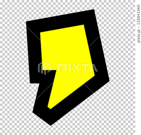 Character parts for comma and apostrophe "'". A pop-style symbol with a thick black outline and yellow text. Includes abbreviations and English notation. Character parts for comma and apostrophe "'". A pop-style symbol with a thick black outline and yellow text. Includes abbreviations and English notation. 138841060