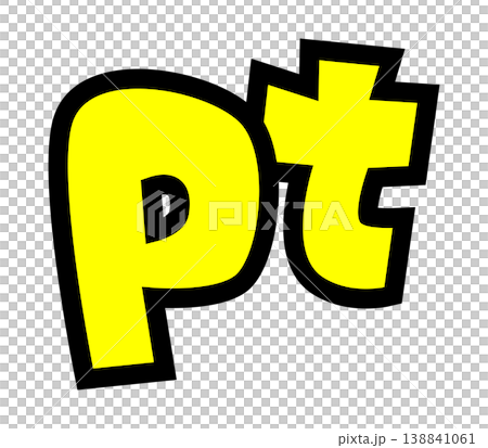 "Pt" letter component material. A pop-style logo with a thick black outline and yellow lettering. Material for the Points Platinum campaign. 138841061