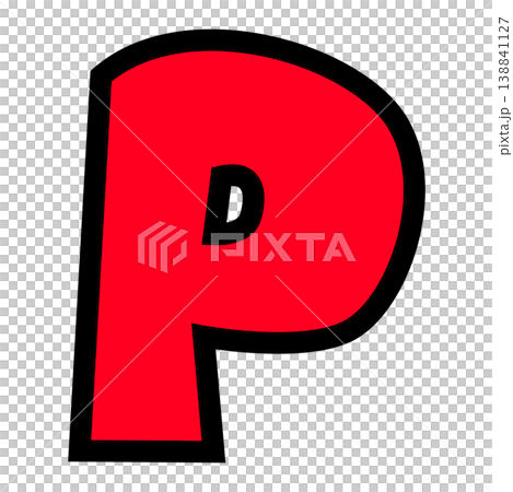 「P」の文字パーツ素材。黒太フチと赤文字のポップなロゴ。ポイント還元・ポイ活・キャンペーン用。 「P」の文字パーツ素材。黒太フチと赤文字のポップなロゴ。ポイント還元・ポイ活・キャンペーン用。 138841127