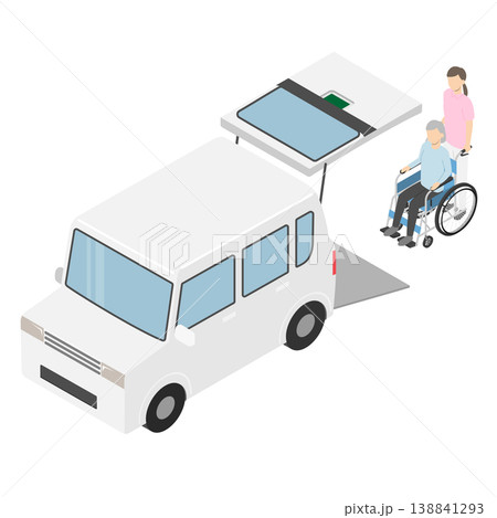 福祉車両と車椅子・アイソメトリック 138841293