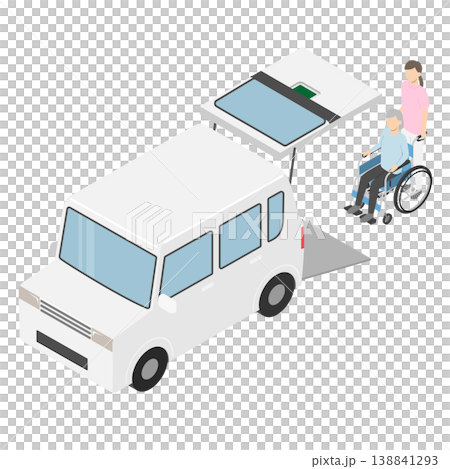 福祉車両と車椅子・アイソメトリック 138841293