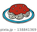 手描きのトマトソースパスタ シンプルな洋食イラスト 138841369
