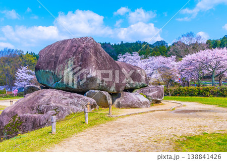 石舞台古墳の巨石と桜 138841426