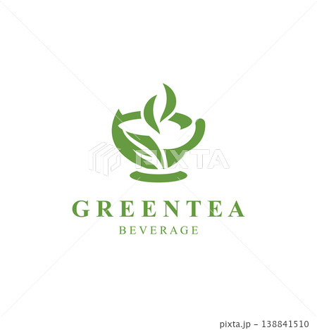 Green tea leaf modern logo minimal geometric line style simple design Green tea leaf modern logo minimal geometric line style simple design 138841510