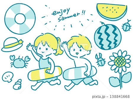 夏と子供のシンプル手書きイラスト 夏と子供のシンプル手書きイラスト 138841668