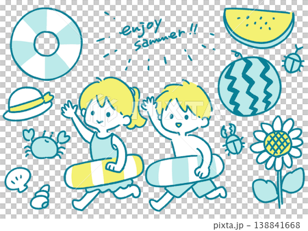 夏と子供のシンプル手書きイラスト 夏と子供のシンプル手書きイラスト 138841668