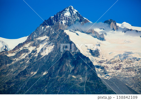 Snow covered rocky mountain Aiguille Verte in French Alps Snow covered rocky mountain Aiguille Verte in French Alps 138842109