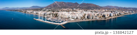 Beautiful aerial perspective of luxury area of Marbella, golden mile beach. Spain 138842127