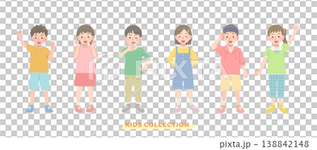 A set of illustrations of children in various poses A set of illustrations of children in various poses 138842148