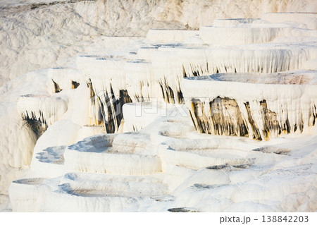 Carbonate travertines the natural pools during. Turkey Carbonate travertines the natural pools during. Turkey 138842203