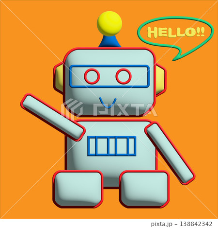 ポップなカラフルAIロボット  138842342