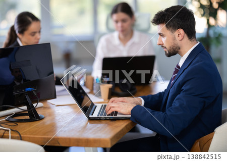Group of young colleagues working in office Group of young colleagues working in office 138842515