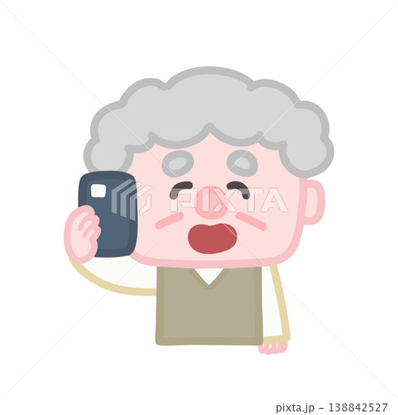スマホ通話してるおじいさん スマホ通話してるおじいさん 138842527