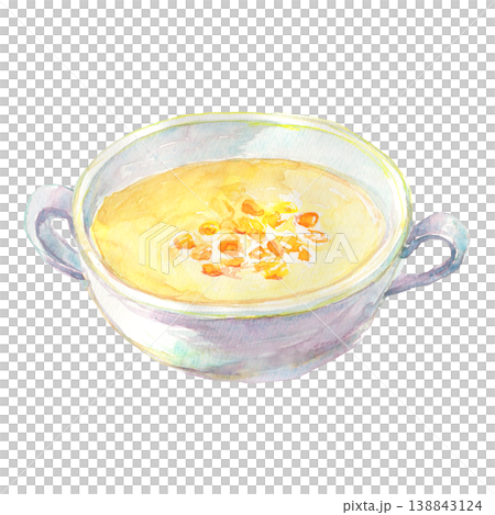 コーンスープの水彩イラスト コーンスープの水彩イラスト 138843124