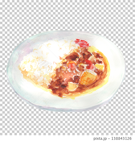咖哩飯的水彩插圖 咖哩飯的水彩插圖 138843126