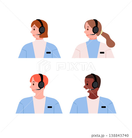 Call center agent avatar profile set with headset 138843740