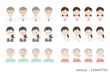 病院に関係する人々の表情セット 病院に関係する人々の表情セット 138843758