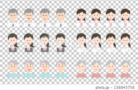 病院に関係する人々の表情セット 病院に関係する人々の表情セット 138843758